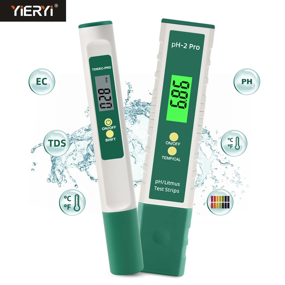 

2PCS/Set Digital PH Meter TDS EC Temperature Water Quality Purity Tester Mini Size Device Kit for Drinking Water Aquarium Filter