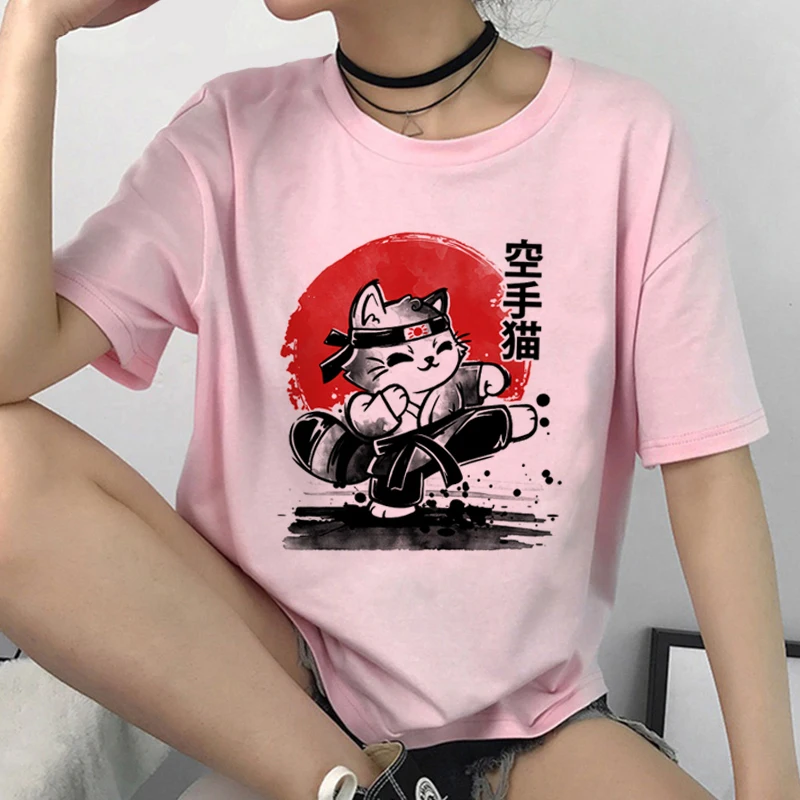 Harajuku Cat Graphic Kawaii Футболка женская Ullzang симпатичная Эстетическая футболка 90s