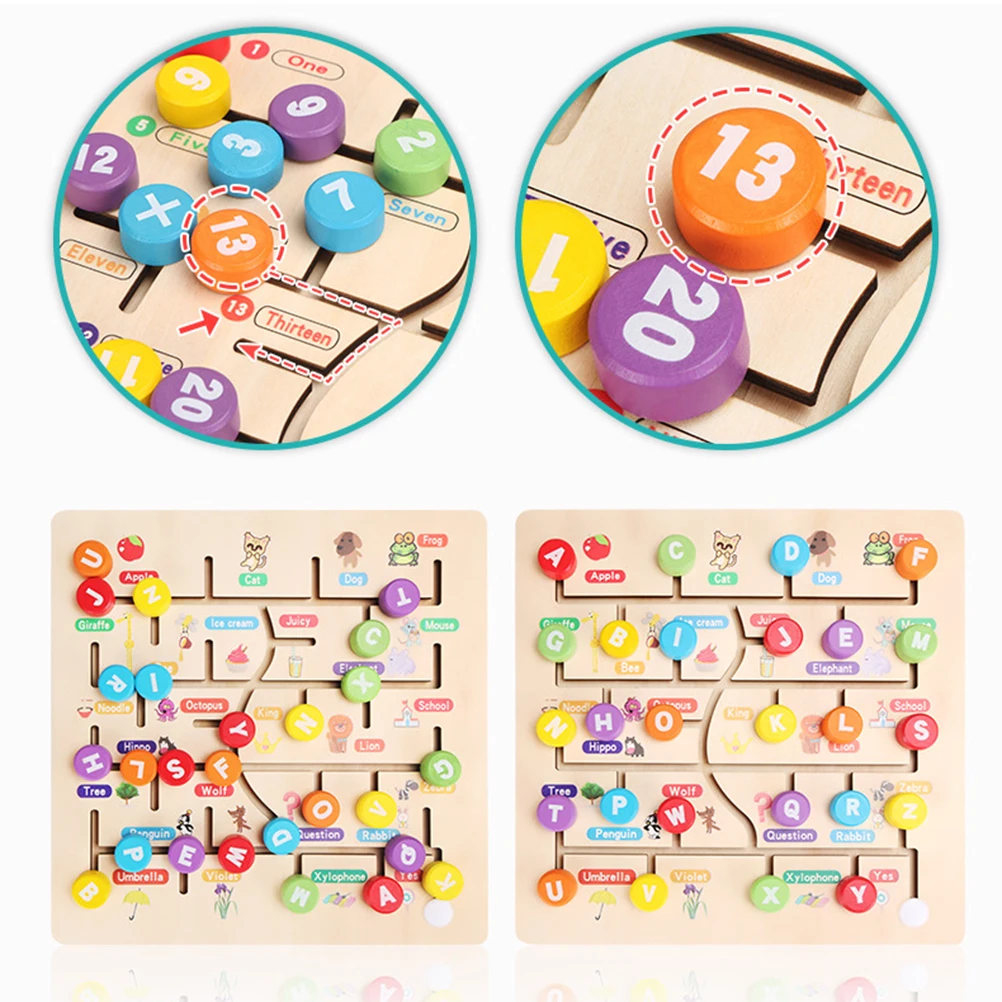 Wooden digital lettersCognitive Maze Toy Kids Puzzle Learning Montessori enlightenment teaching Baby | Игрушки и хобби