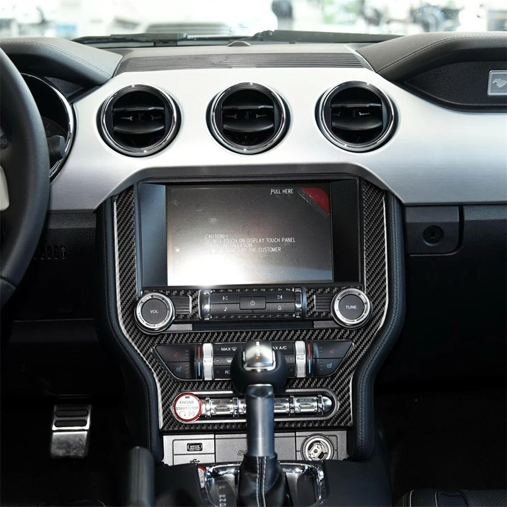 

Carbon Fiber Interior Decoration Center Console CD Panel Frame Cover Trim for Ford Mustang 2015-2019 Car Decal Sticker Brand New