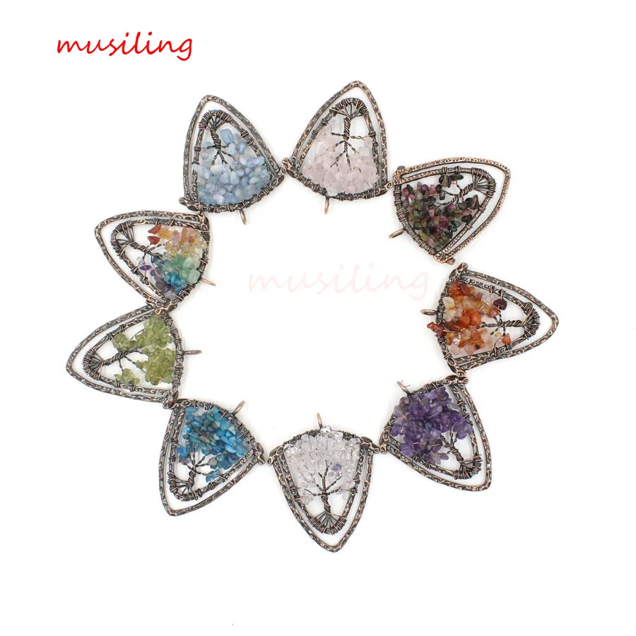 Подвеска в виде дерева жизни ожерелье цепочка из натурального камня винтажное