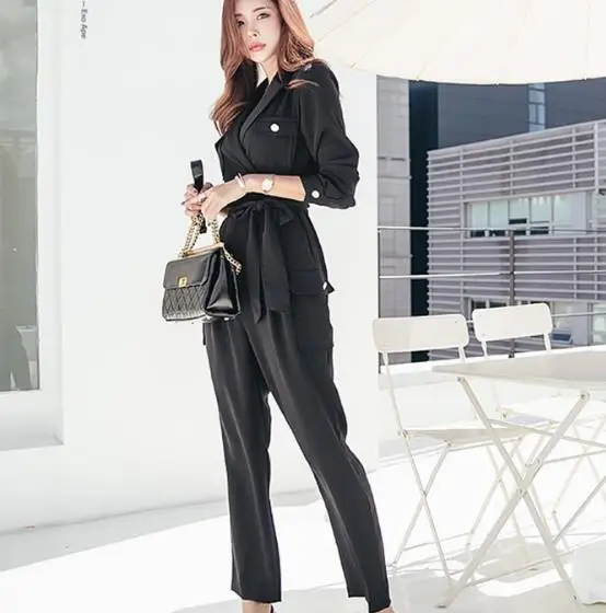 Комбинезон с длинным рукавом на шнуровке и комбинезоны черный зубчатый для