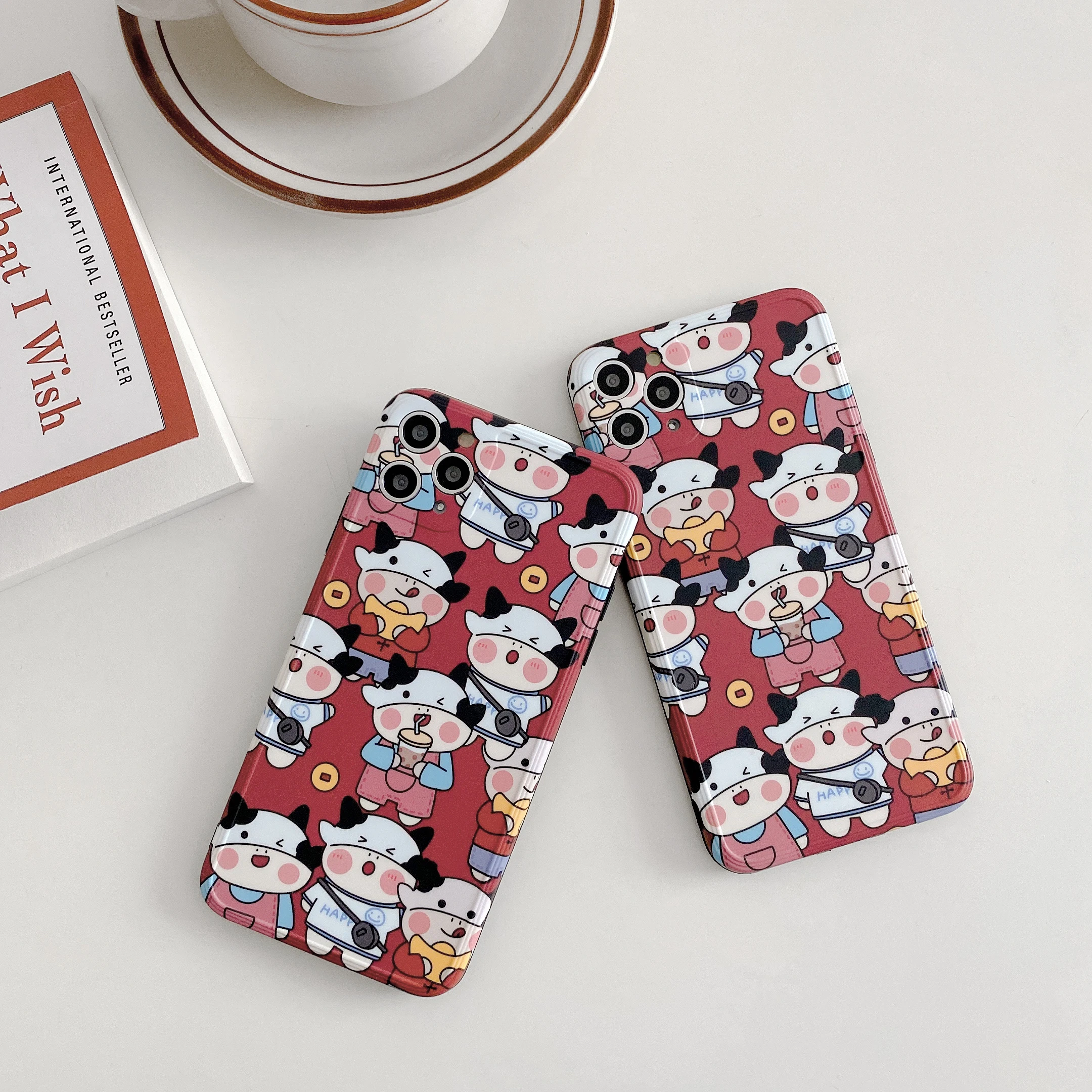 

Striped photo frame full screen cow is suitable for iphone 12 pro mobile phone case 11/ 7 / 8plus X XS Max Xr mini case