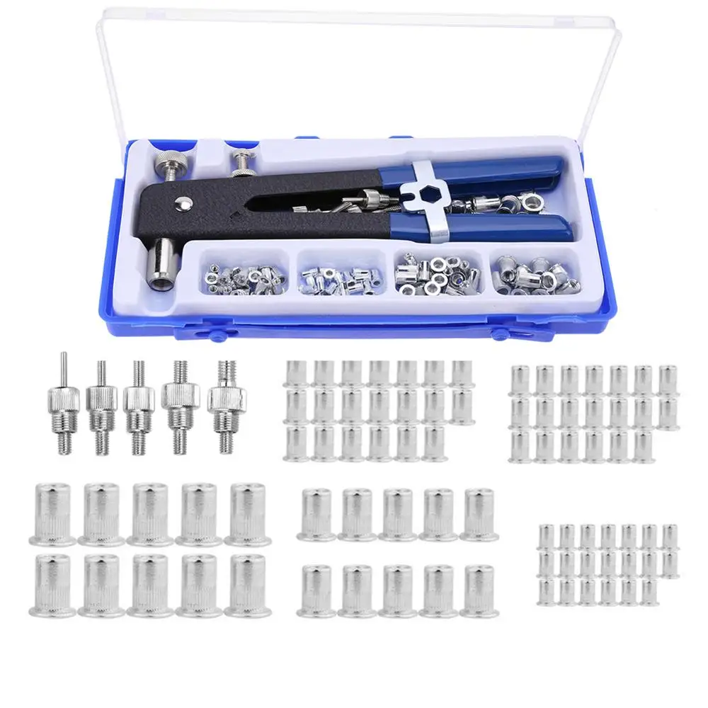 

86pcs M3-M8 Hand Riveter Nut Rivet Gun Kit Manual Threaded Nut Rive Tool Kit Stainless Steel Nuts Metric Thread For Screws