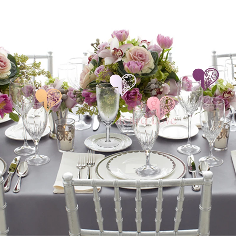 25 шт. стакан для вина с лазерной резкой в форме сердца бумажная открытка