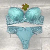 womens lace lingerie push up sexy full coverage intimates underwear suit comfortable casual brassiere and thong padded bra