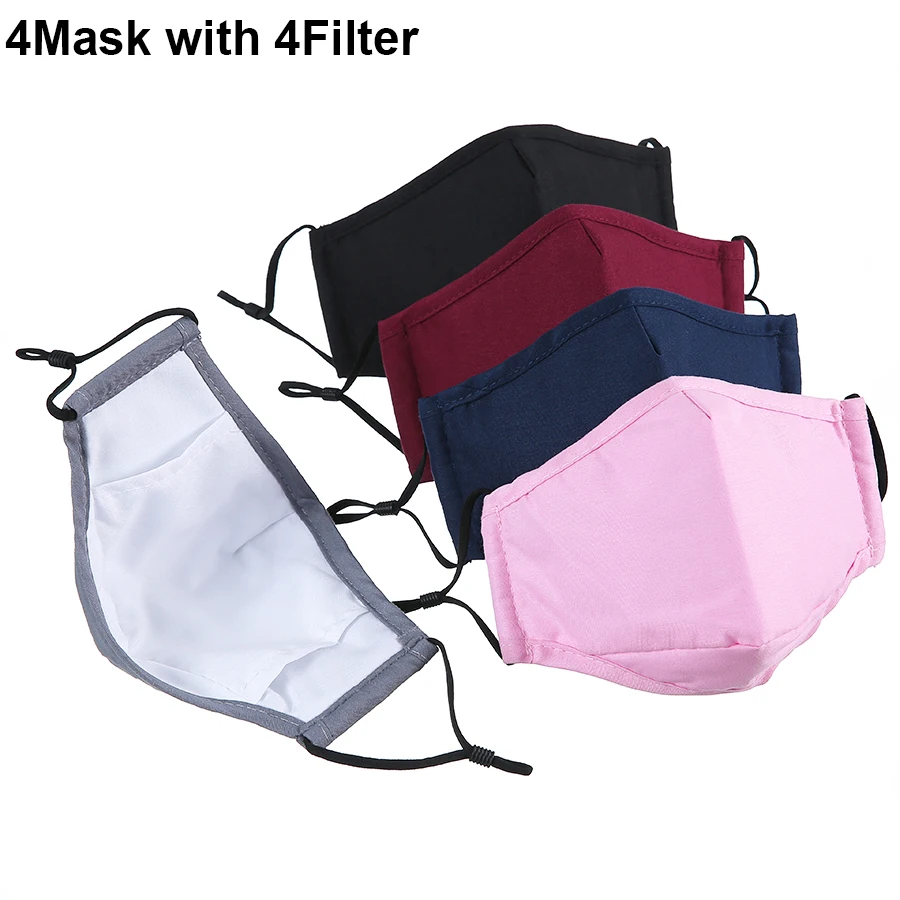 

4Set Reuseable Men Face Mask Black Mouth Mask Women Washable Mascarillas Face Cover Masque Facial Mask