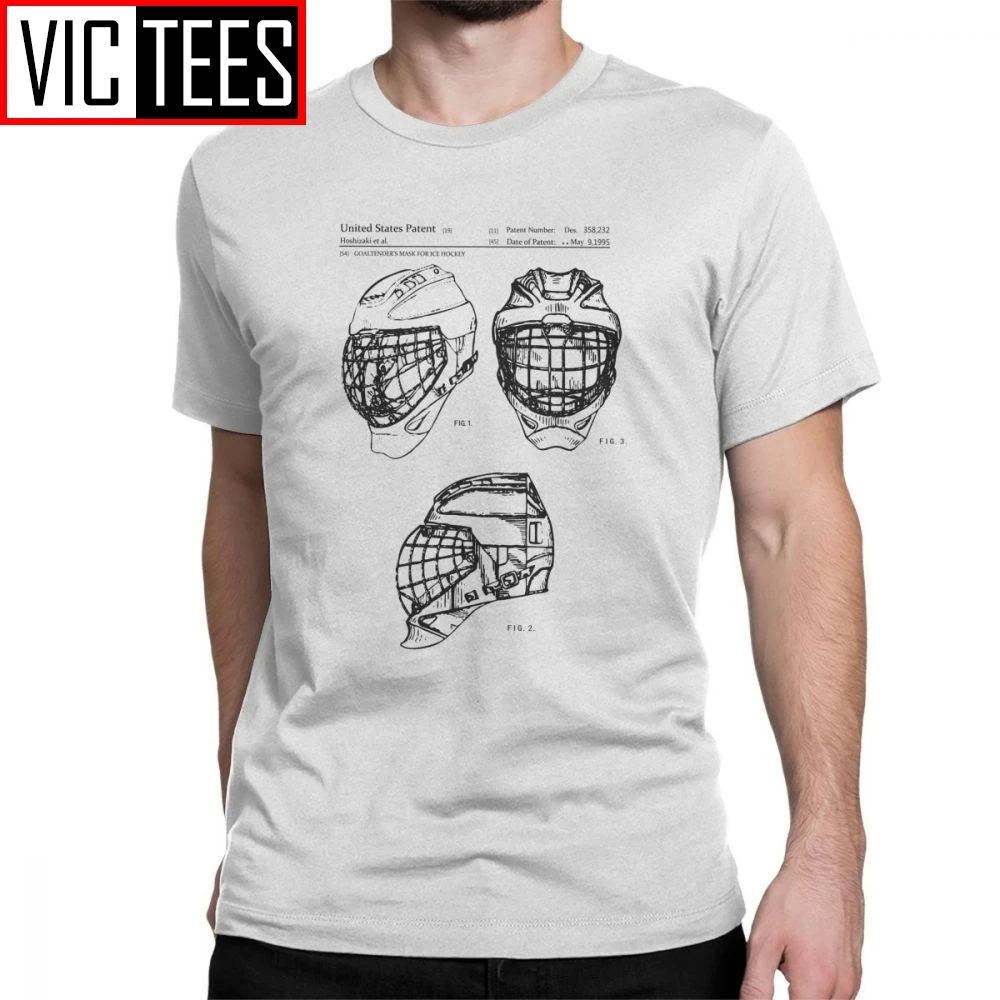 

Мужские футболки Хоккейная маска голтендера патент черная футболка спортивные палочки шайба зимние винтажные футболки