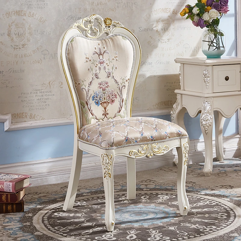 Стул Одноместный из твердой древесины белый стул компьютер домашний ресторан