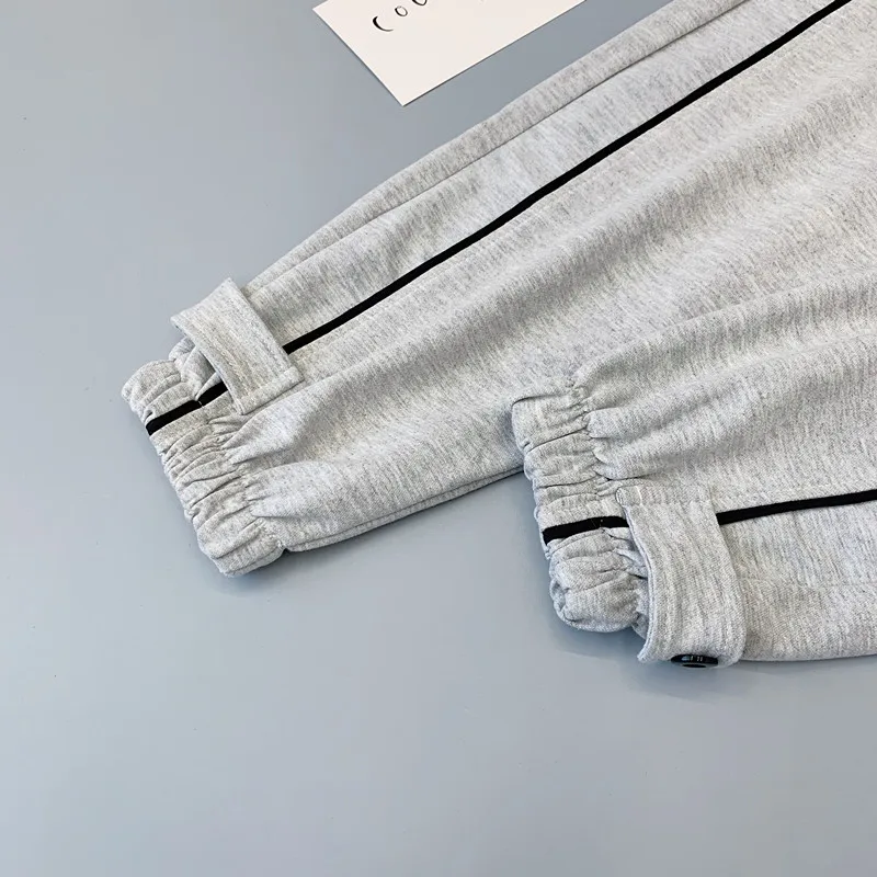 

Women Jogger Pants 2021 New Spring And Autumn Buttons Female Ankle-Length Pants Korean Style Student Black Gray N54