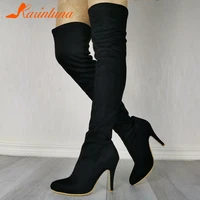 karinluna plus size 32 48 new ladies sexy thin high heels over the knee boots solid thigh high boots women party ol shoes woman