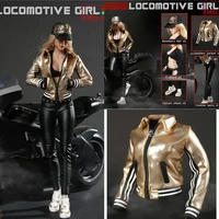 gold color in stock 16 fg051 locomotive girl costume fashionable motorcycle girl leather suit for 12collectible action figure