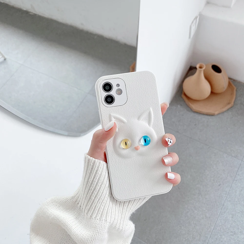 

FOR Cute Sapphire Cat Phone Case Leather Back Cover Cover Cases