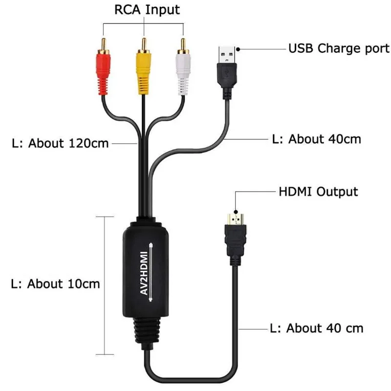 3 RCA AV-HDMI видео аудио кабель преобразователь USB адаптер питания для Box XBOX DVD HD ТВ