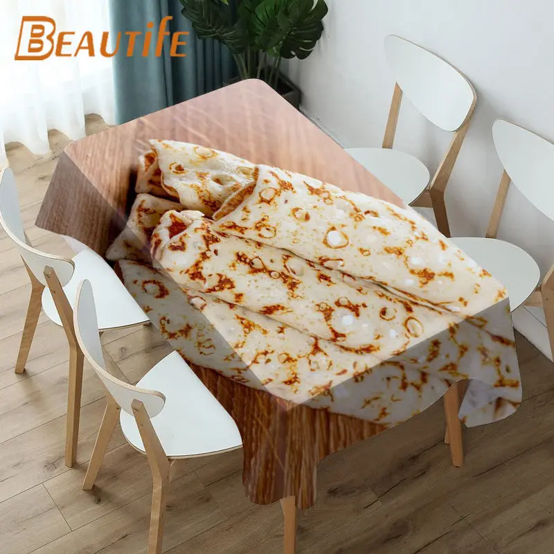 

Delicious Pancake Tablecloth Custom Square/Rectangular/Round Table Cloth Wedding Table Cover Waterproof Dustproof Fabric