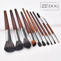 zzdog high end cosmetics tools set rosewood handle makeup brushes kit powder eye shadow foundation blending professional brush