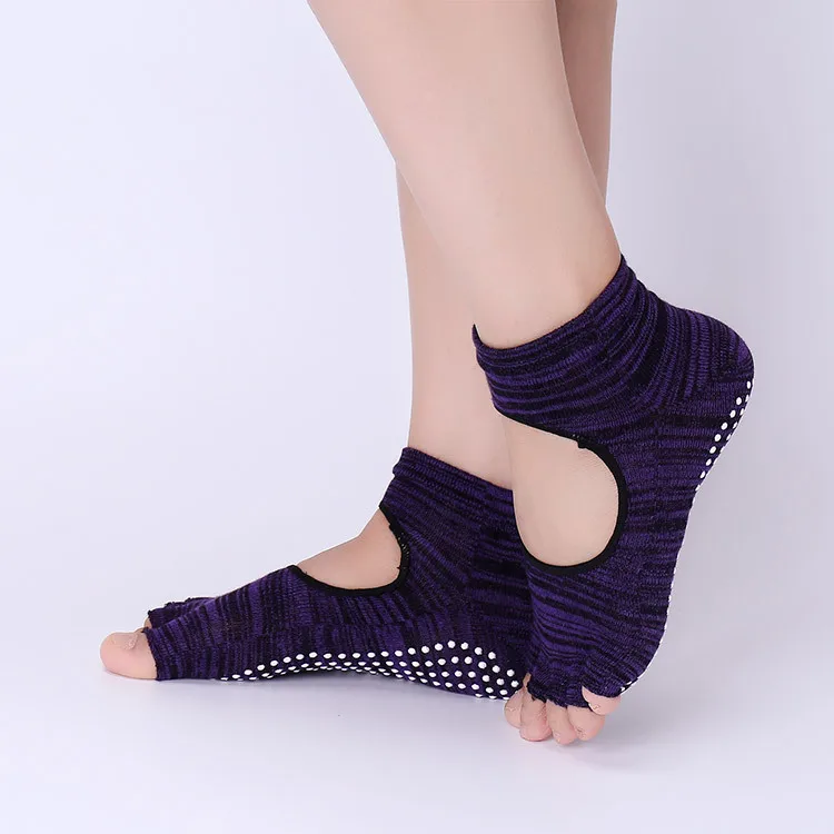 Женские носки для йоги с открытой спиной противоскользящие до щиколотки Пилатес