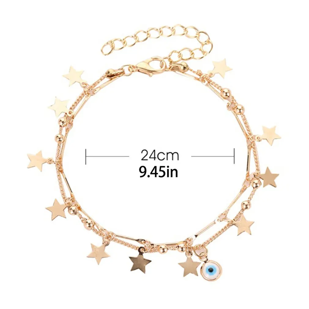 Двухслойные женские летние пляжные браслеты со звездами и луной Модные сандалии