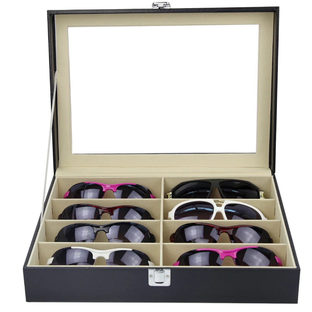 

Clear Viewing Window Sunglasses Eyeglasses Glasses Display Case Box Bag Kit