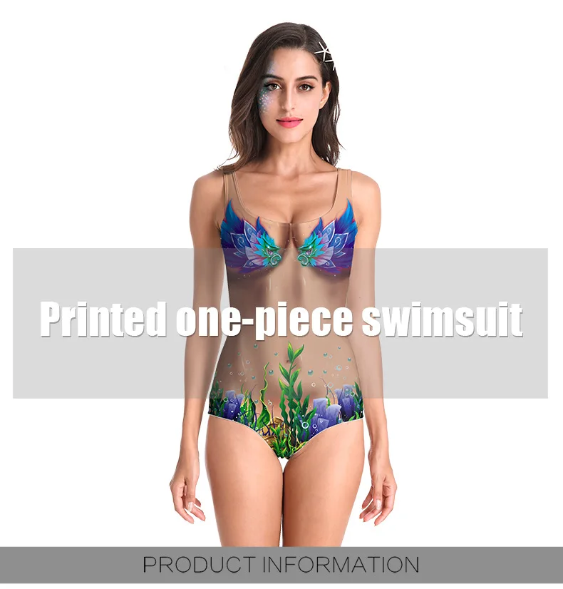 

Bikini 2021 Swimsuit Summer New Ocean 3D Digital Printed Bikini Swimsuit Beach Hot Springs Wading Sports Tight Wear