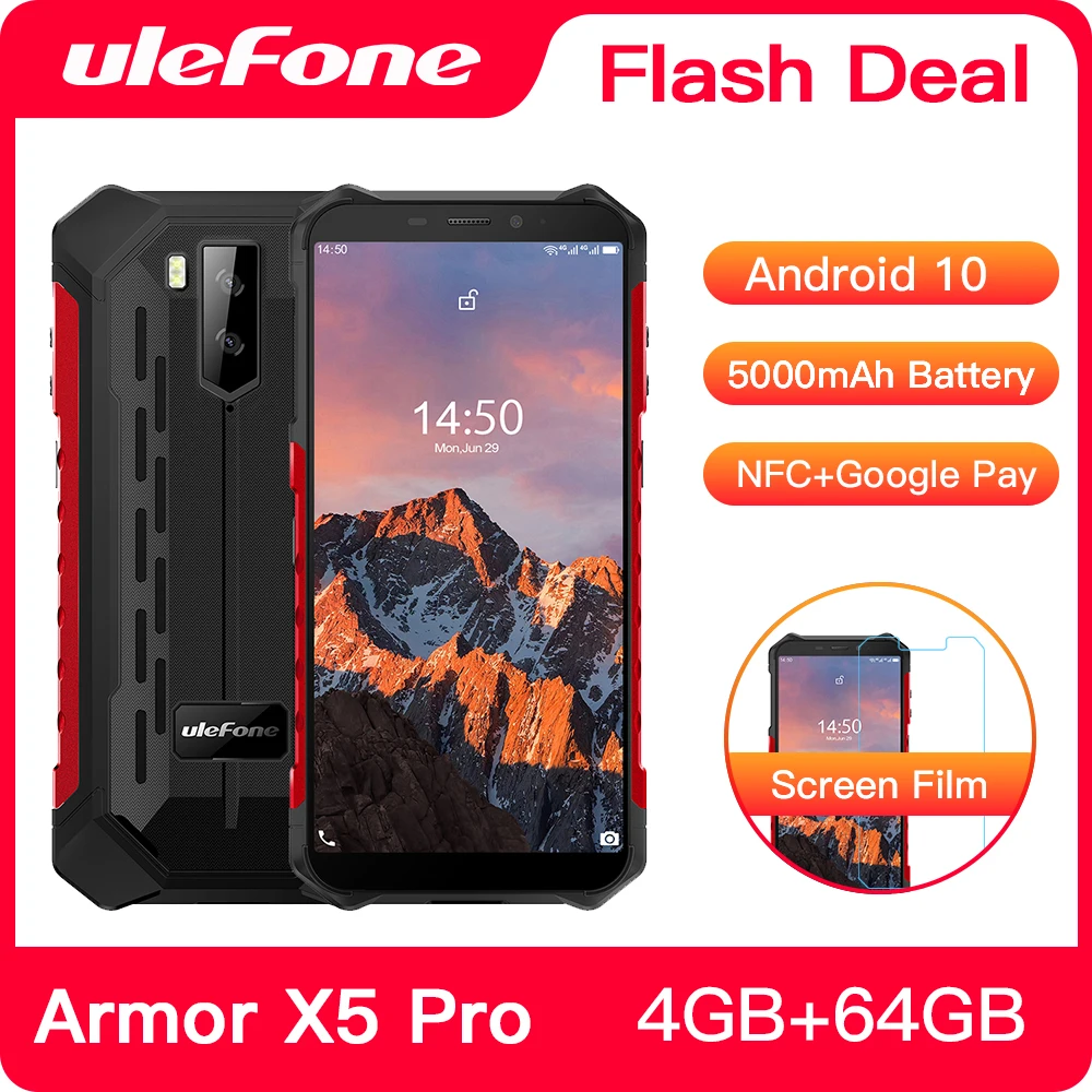 Ulefone Armor X5 Pro Android 10 0 прочный водонепроницаемый смартфон 4 Гб + 64 мобильный телефон