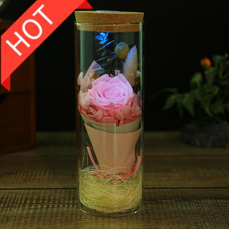 Сладкая Роза цветы принц стеклянная крышка свежая Сохраненная роза цветок