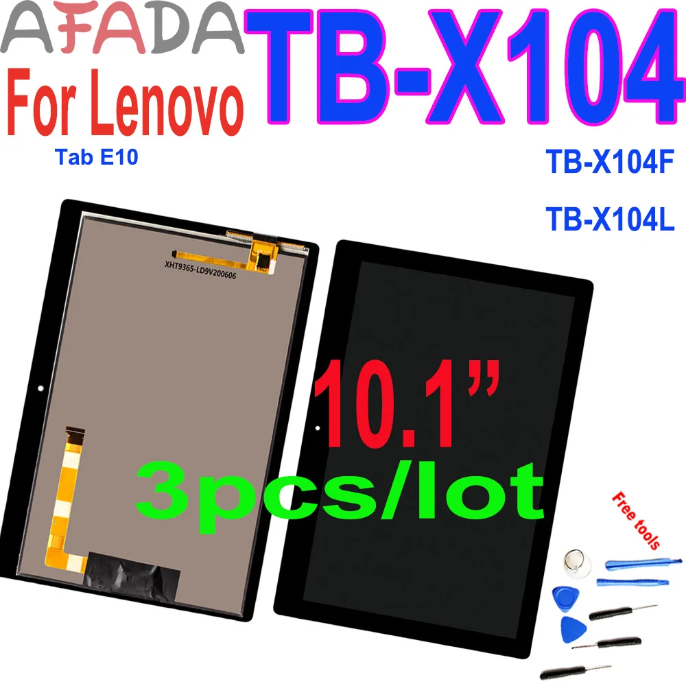 3 шт./лот 10,1 'ЖК-дисплей для Lenovo TAB E10 Φ, стеклянный сенсорный экран в сборе, замена дигитайзера