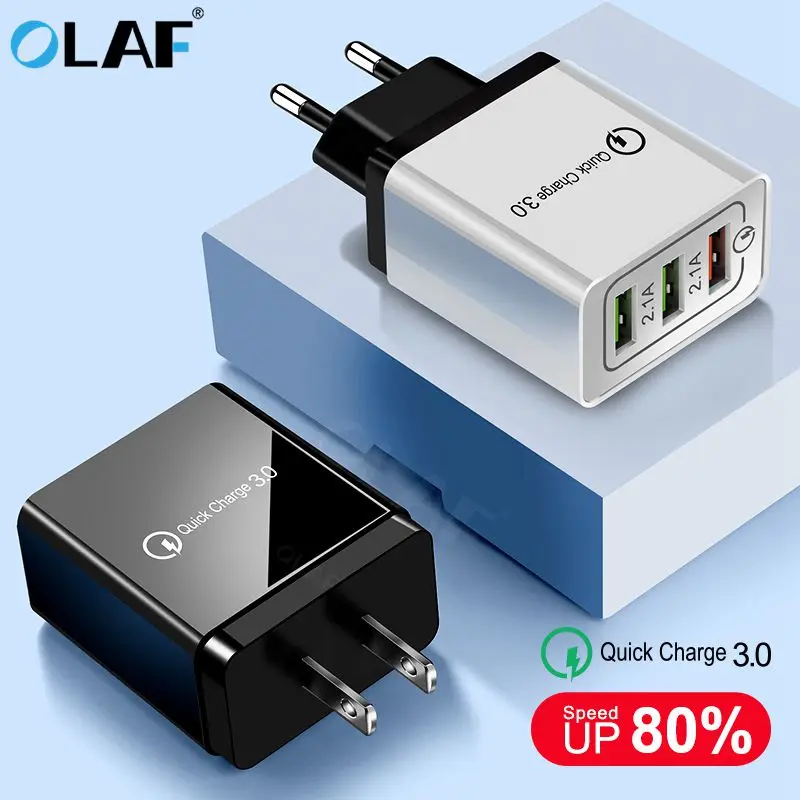 18 Вт 3 отверстия USB зарядное устройство адаптер Быстрая зарядка 0/2 0 быстрое для