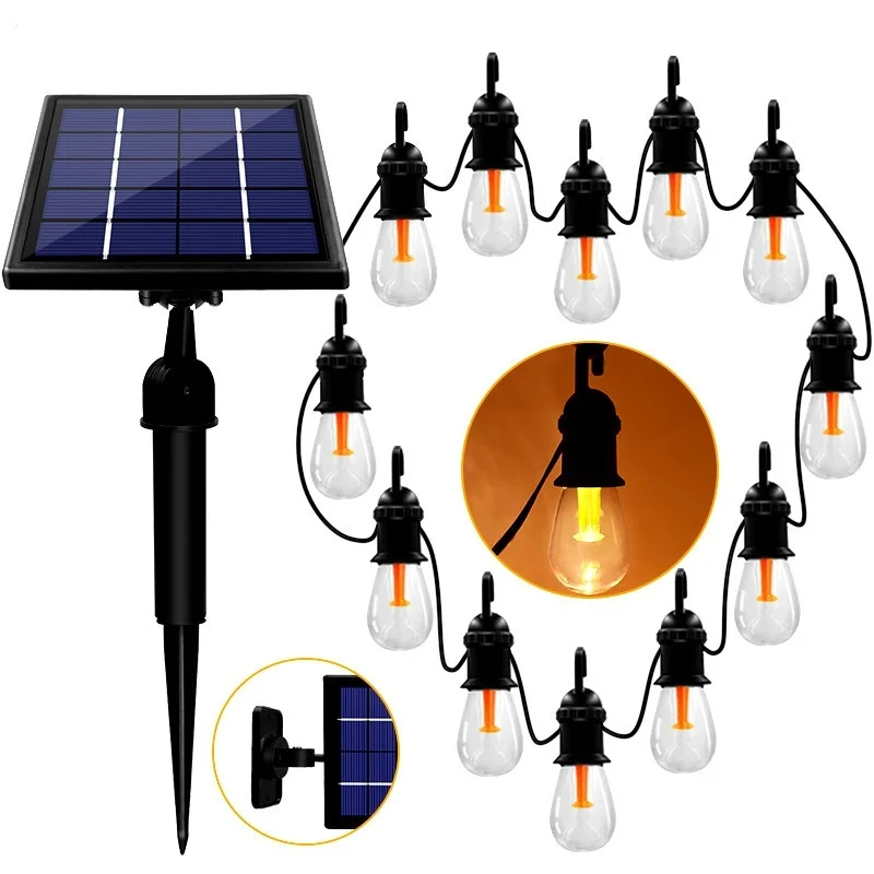 Уличная Водонепроницаемая гирлянда на солнечной батарее с 12 лампочками для