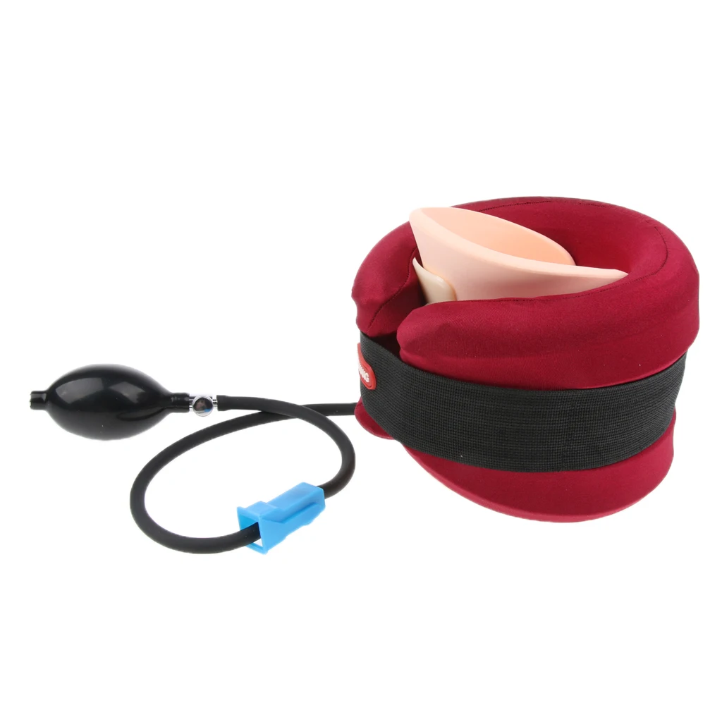 

Cervical Neck Traction Device, Inflatable Adjustable Head Neck Support Pillow with Large Pump - Orthopedic Neck Stretcher Collar