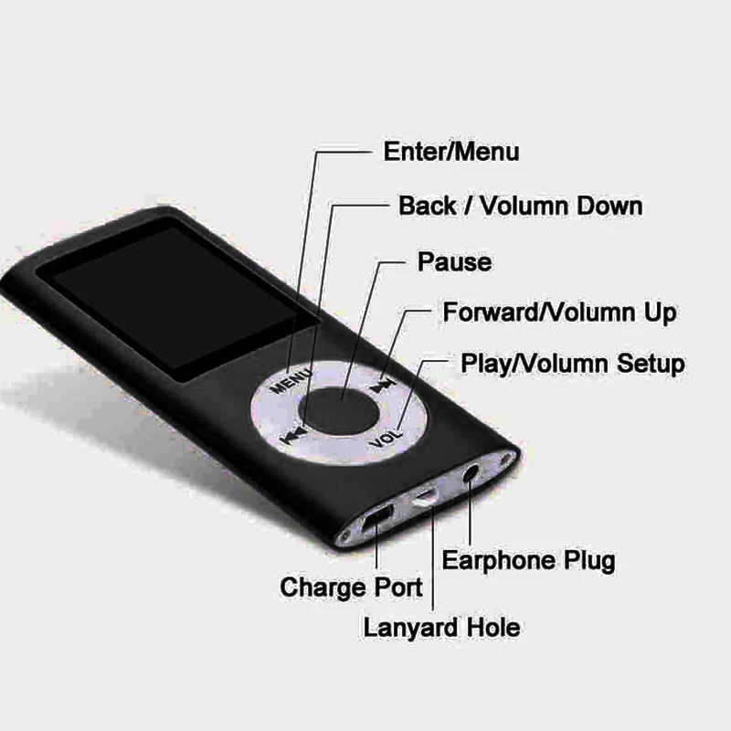 Музыкальный медиаплеер MP4 с ЖК дисплеем черным FM радио|MP4-плееры| |