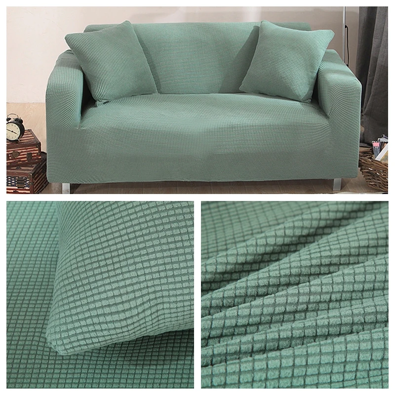 Light Green Эластичный чехол для дивана домашний декор Fundas Sofa Slipover высокое качество Бархатные чехлы для диванов для гостиной твердый секционный чехол для дивана - Цвет: Light Green