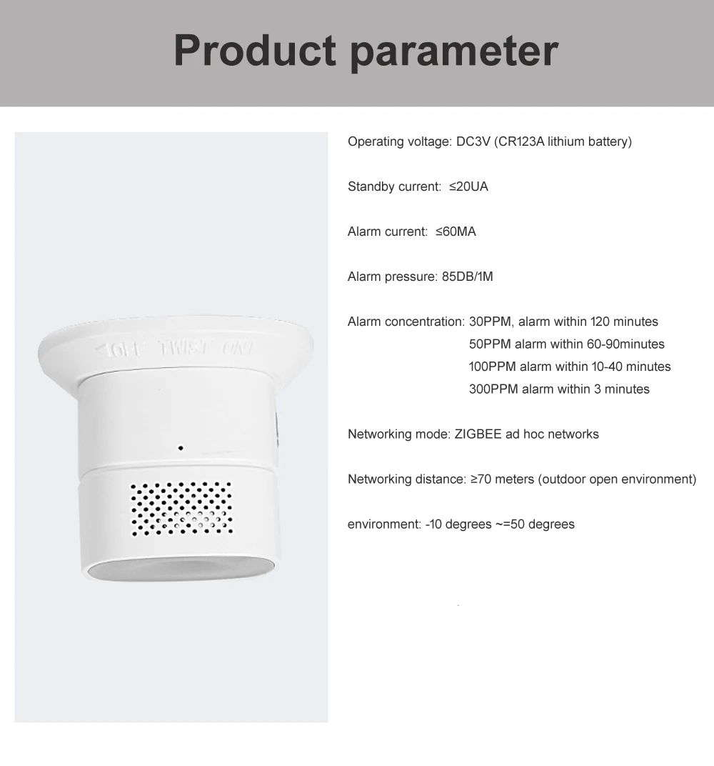 Heiman Zigbee 3 0 детектор монооксида углерода датчик сигнализации CO Gas совместимый с