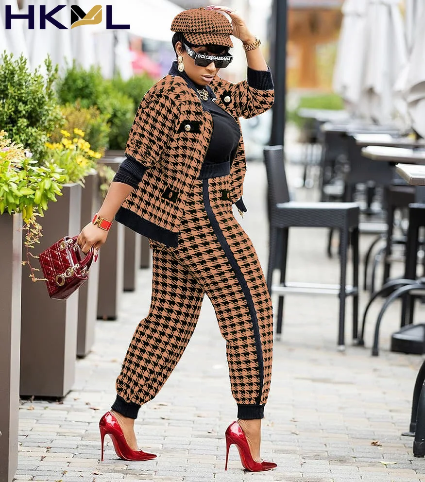 

Женский винтажный костюм из двух предметов, Повседневная офисная блузка и брюки с рисунком «гусиные лапки» в стиле пэчворк