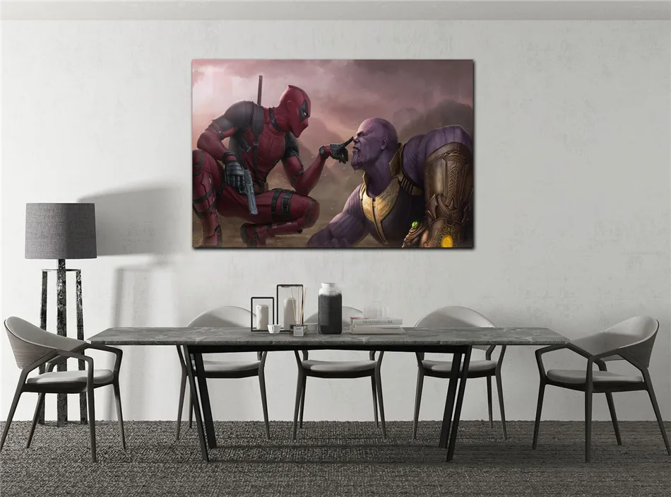 Фотообои Deadpool Vs Thanos 1 панель настенный плакат холст картина печатные картины для