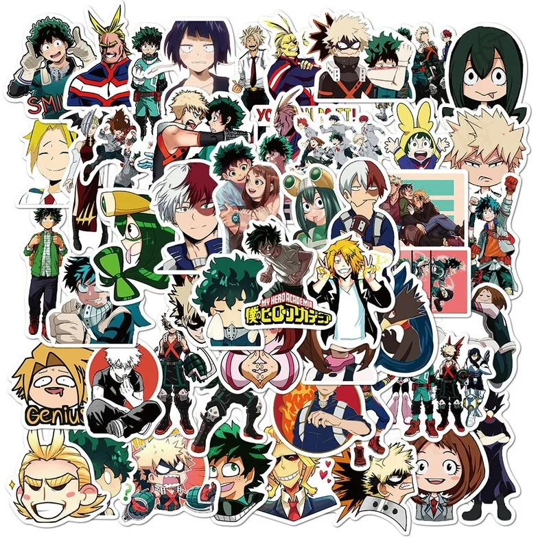 

10/50pcs My Hero Academia Stickers Suitcase Laptop Skateboard Izuku Midoriya Might Boku No Hero Academia Anime Character Decals