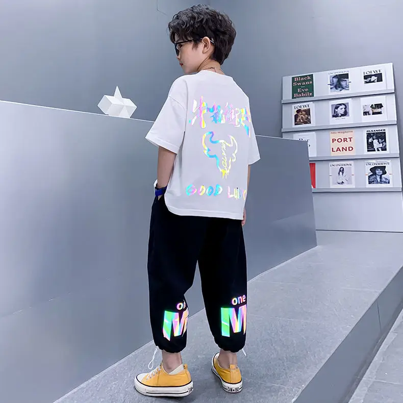 

Boys' Suit 2021 New Children's Short Sleeve Korean Style Handsome Middle and Big Children's Summer Two-Piece Suit