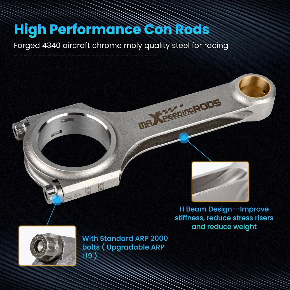 Шатуны maxpeedingrods 4x для Yamaha R1 YZF-R1 1998-2003 положительный шатун 110 5 мм болты ARP2000 |