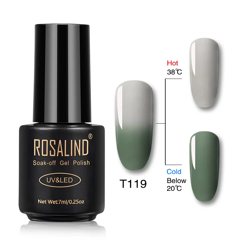 RAT119 ROSALIND Гель-лак для ногтей 7 мл меняющий температуру УФ-цвет Полупостоянный Vernis для маникюра Гель-лак - Цвет: RAT119
