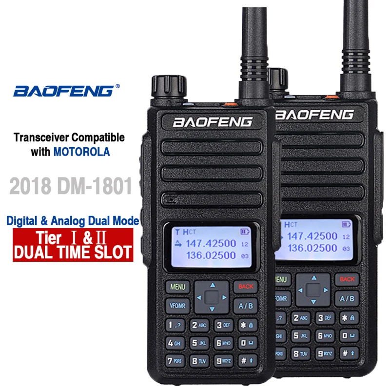 2 шт. Baofeng DM 1801 DMR радио двухдиапазонный иди и болтай Walkie Talkie “иди уровень I Tier II Dual