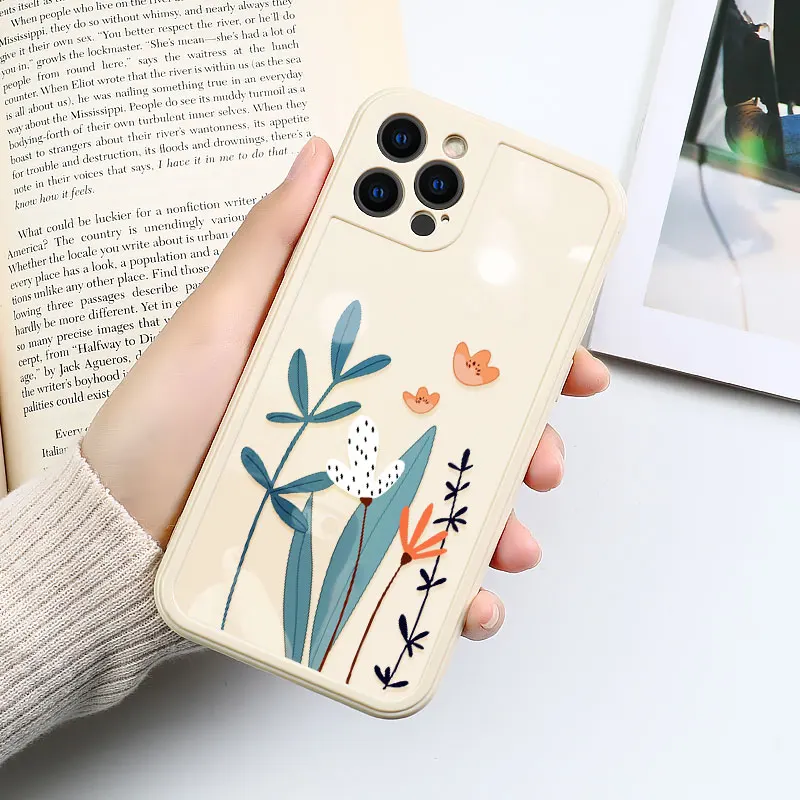 

For iPhone 11 12 Pro Max Case Silicone Heart Flowers Phone Case For iPhone11 11 XR 8 7 Plus X XS Max SE 2020 Mini Soft TPU Cover
