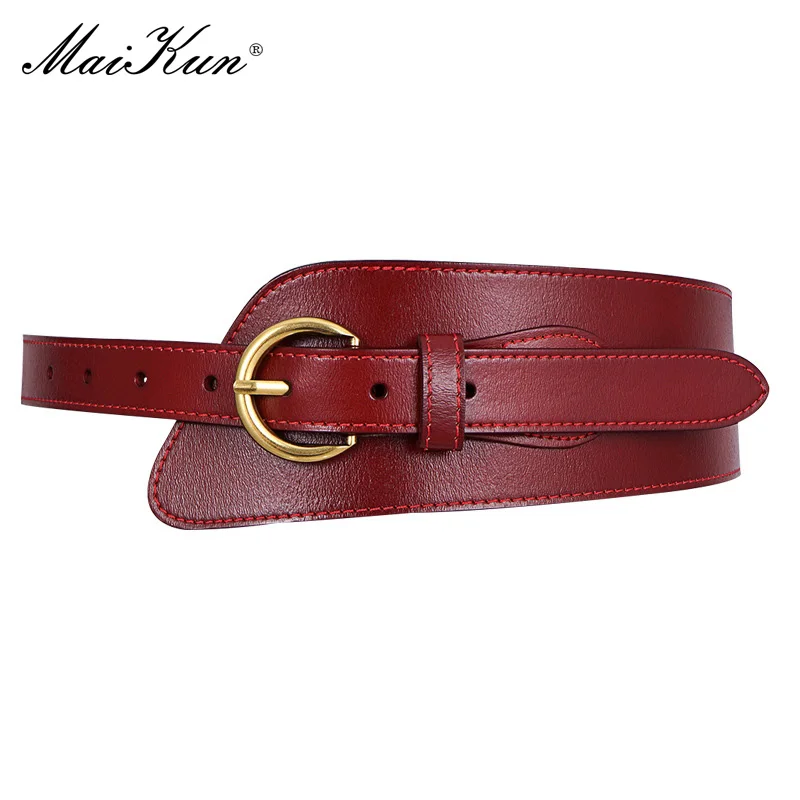 Maikun Genuine Leather Wide Women's Belt For Coat Decorative Sweater With Jeans Dress Suit Waist All-Match Girdle