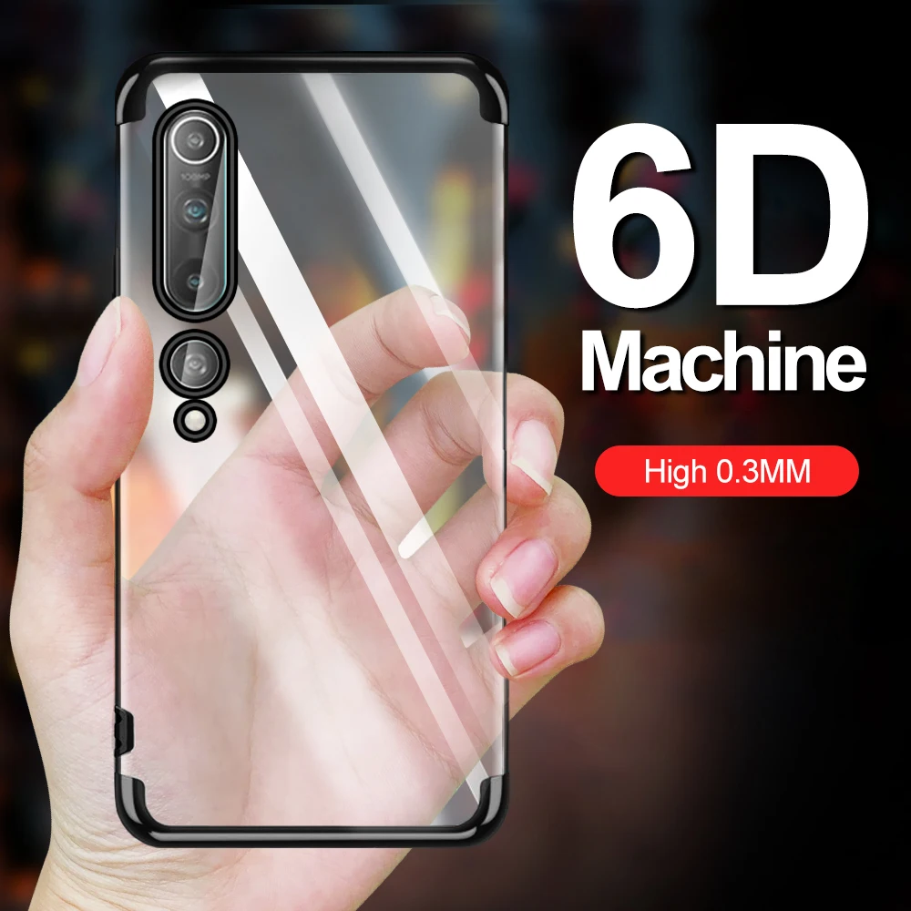 Прозрачный чехол с гальваническим покрытием для телефона xiaomi mi 10 lite xiomi note pro a2 a3