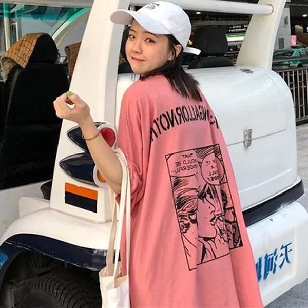 Xian 511 zhuanhong Лето, повседневные женские футболки Ulzzang, уличная одежда kawaii, мультяшный принт, футболка в Корейском стиле, Топы Harajuku, футболка с коротким рукавом - Цвет: Xian 511 zhuanhong