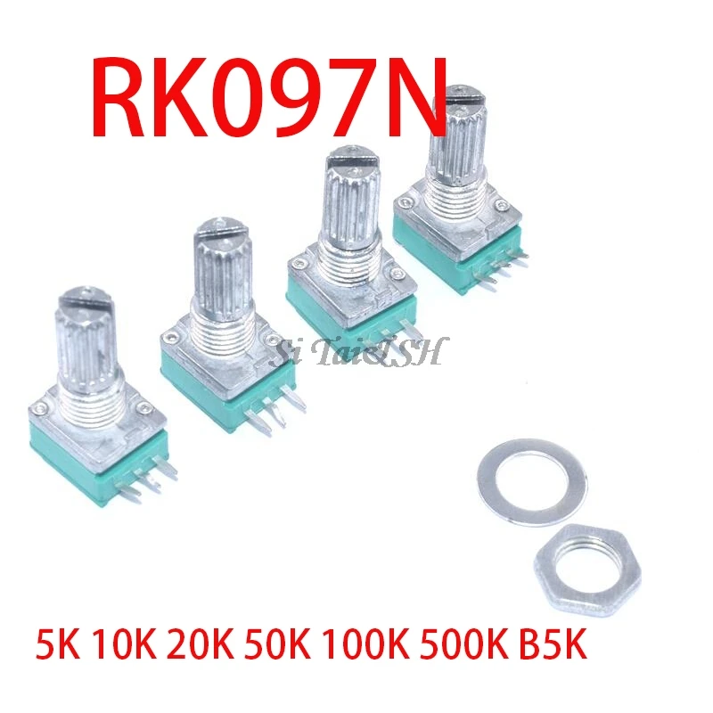 5 шт. RK097N 5K 10K 20K 50K 100K 500K B5K с переключателем аудио 3-контактный вал 15 мм усилитель