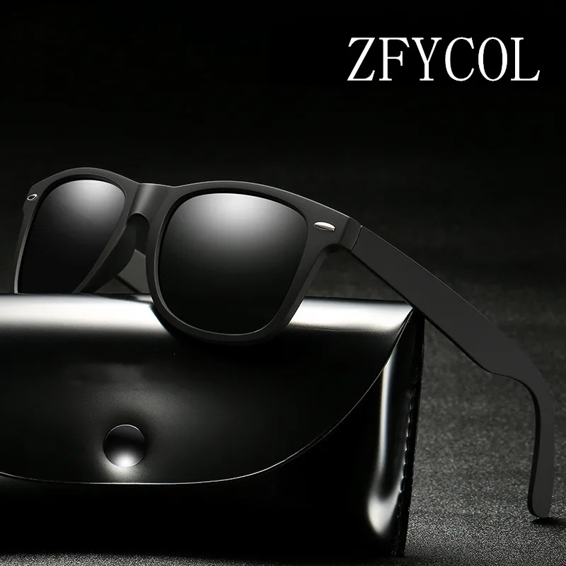 ZFYCOL поляризованные TR90 солнцезащитные очки мужские винтажные вождения черные