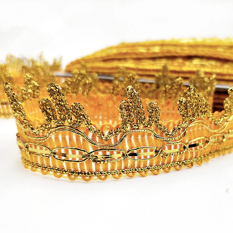 

10 Yards 3CM Gold Silk Tiara Lace Wedding Stage Ethnic Waist Decoration Craft Apparel Neckwear DIY Wedding Crafts Accessories