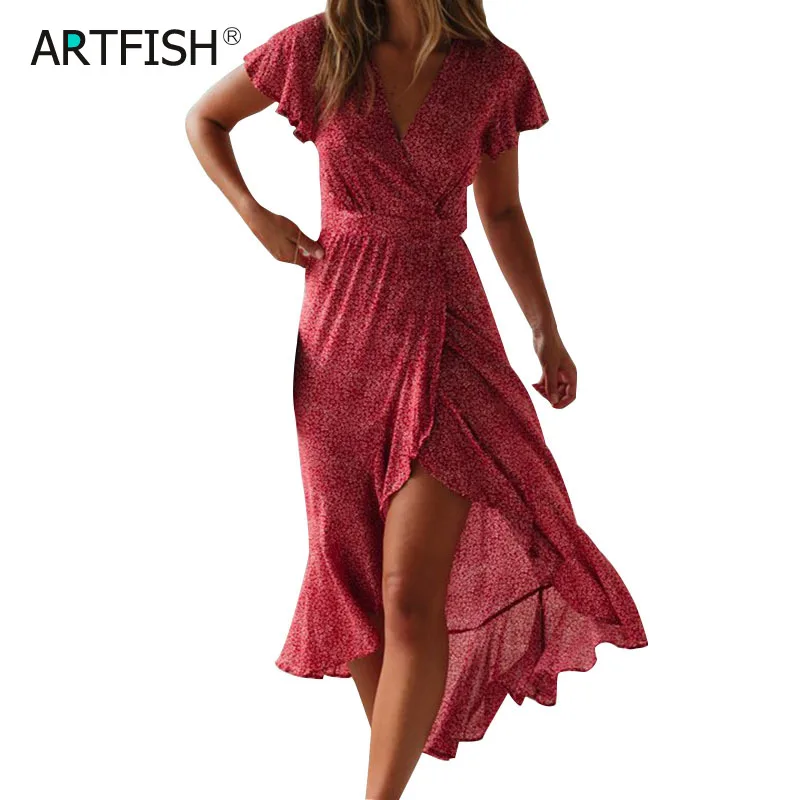 Женское летнее пляжное платье в стиле бохо праздничное для отпуска мелкий