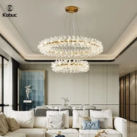 kobuc flower crystal chandelier luxury ring chandelier indoor lighting 40 60 80cm rings hanging lamp for living room bedroom