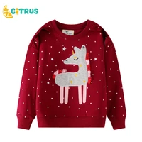 baby girl swaetshirts long sleeve cartoon animals comfortable soft winter red clothes looped tops clothes winter for girl